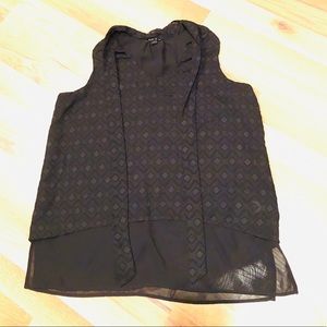 Black tank blouse with floral detail